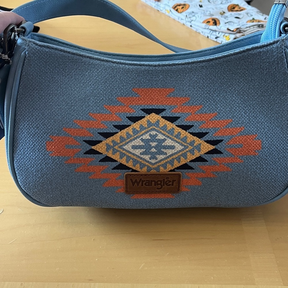 Wrangler Blue and Orange Geometric Shoulder Bag
